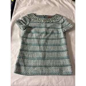 Tory Burch Sage Joan Tweed Beaded Collar Fringe Top Size 0